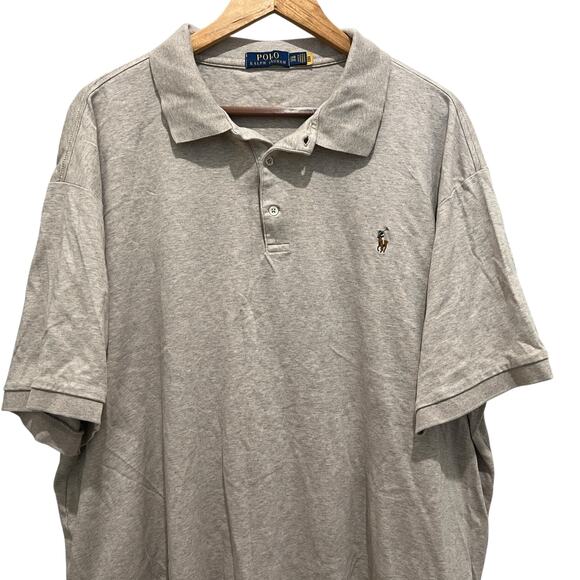 POLO RALPH LAUREN Men's Pima Cotton Tan Short Sleeve Shirt Sz 3XB Brown Pony - Picture 4 of 8